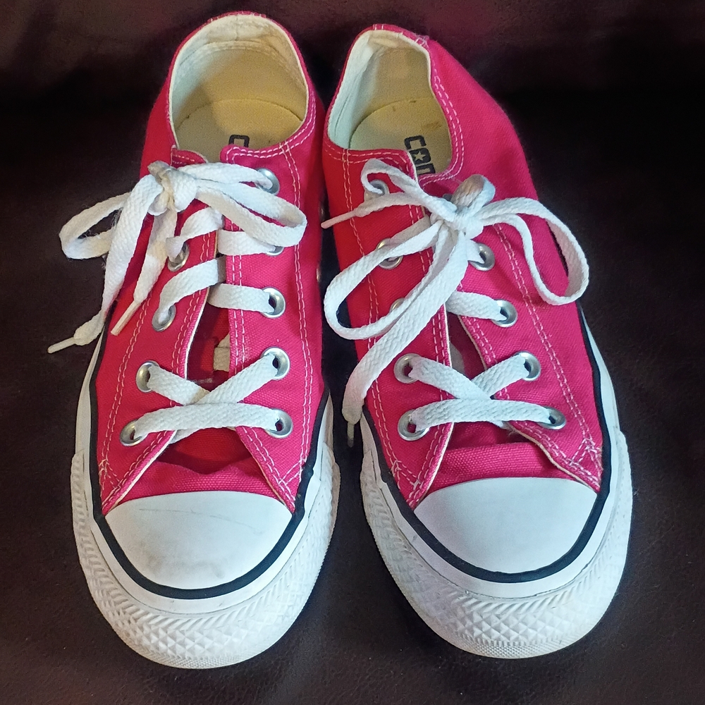 Converse Pink Canvas Sneakers with White Laces